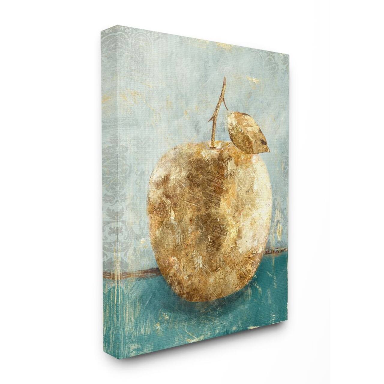 Stupell Industries Golden Apple Green Textured Food Painting Canvas Wall Art